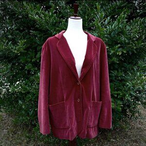 VTG Trissi’s Woman Velvet Blazer Size 40 L/XL Burgundy Wine Red Gothic